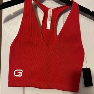 Free People razor back crop ribbed tank with CB logo